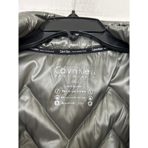 Calvin Klein Performance Gray Quilted Down Puffer Vest Large Outdoor Active - Picture 10 of 15